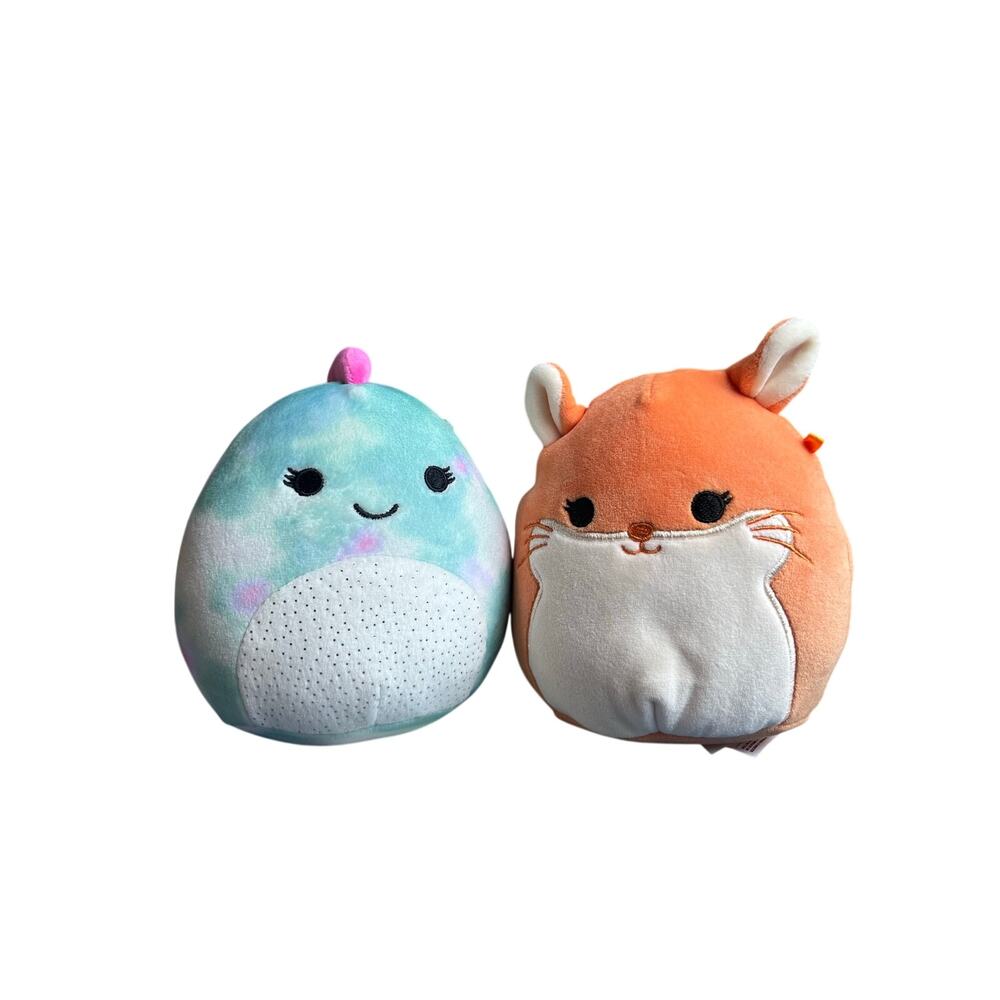 Squishmallow Lot: Erica the Chinchilla & Blue Tie-Dye Dinosaur Plush 5inch
